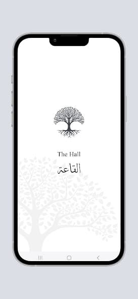 The Hall eLearn launch screen shown inside a phone frame